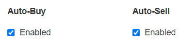 auto-buy and auto-sell checkboxes