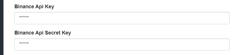 binance api key definition on settings page