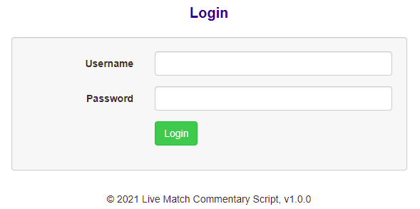admin panel login page