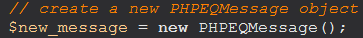 Initializing PHPEQMessage object